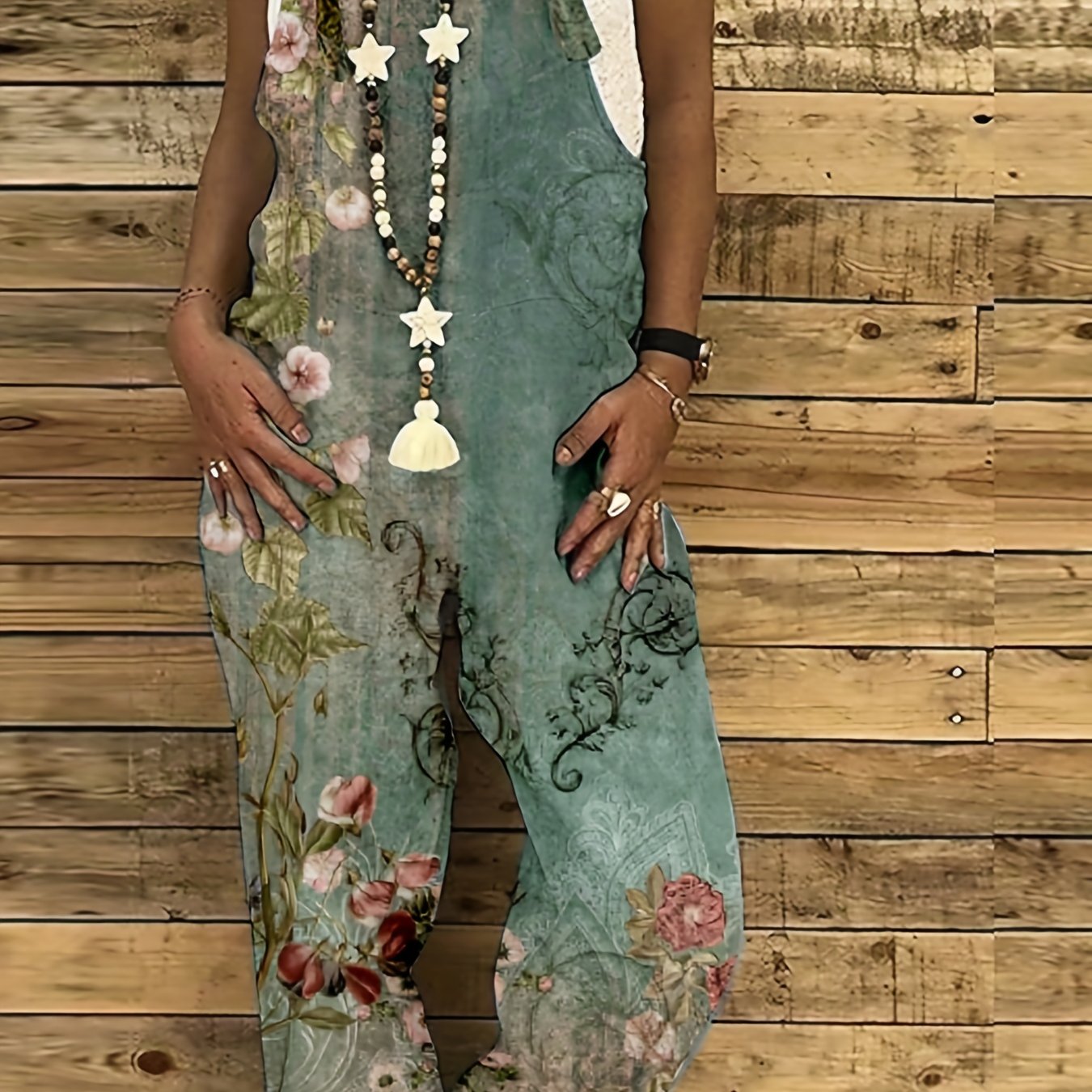 Floral Print Overall Jumpsuit Knot Front Overall Jumpsuit