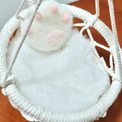 Handwoven Dollhouse Hanging Chair & Pink Twine Doll Swing