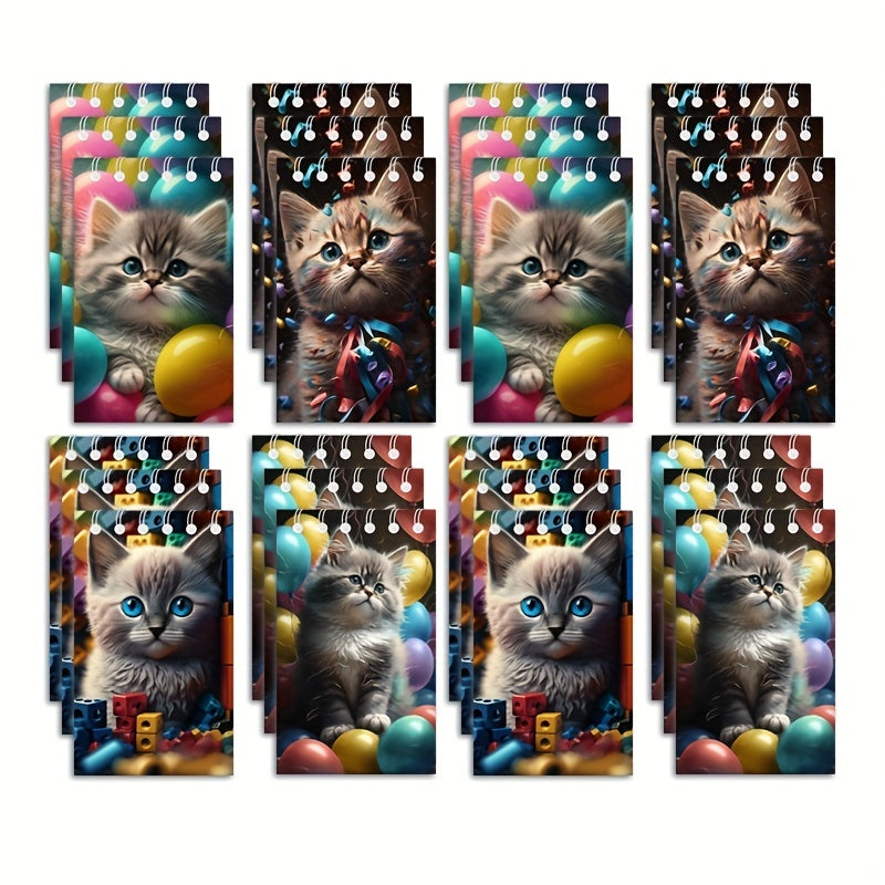 12pcs Cat Mini Notepad Spiral Pocket Notebook Cat Party Favors