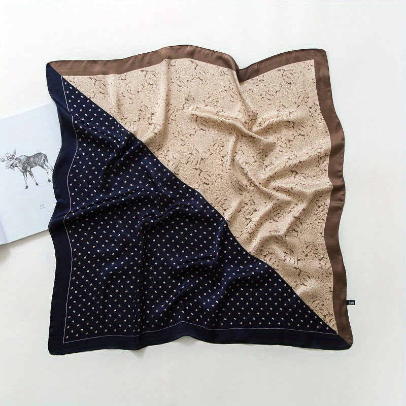 Block Print Square Scarf Satin Neckerchief Decorative Bandana