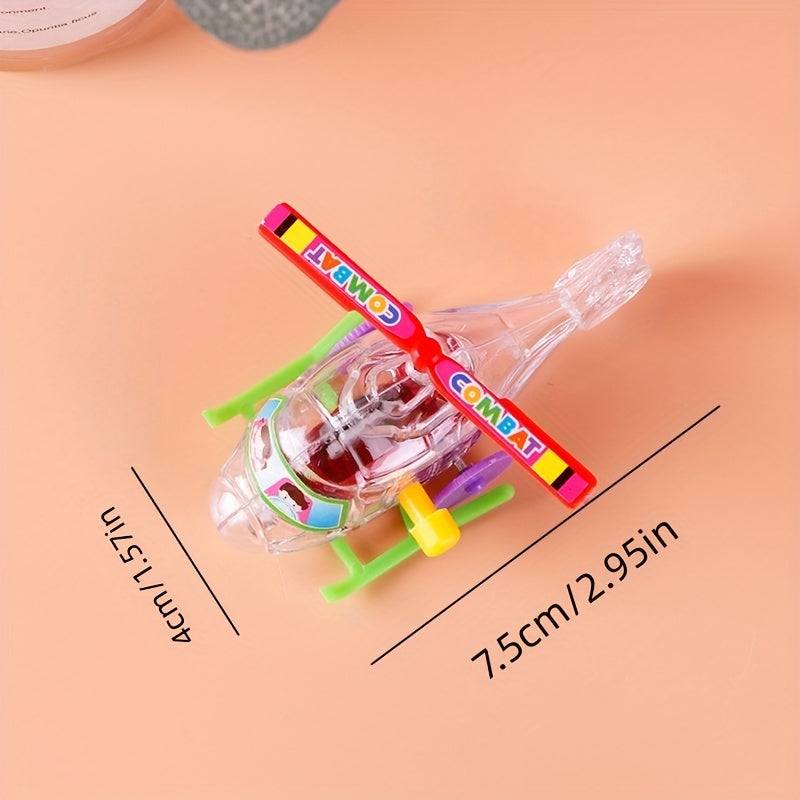 4pcs Mini Aircraft Plastic Helicopter Toy with Propeller Rotatable