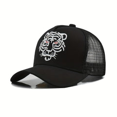 Tiger Head Embroidered Baseball Cap Animal Mesh Trucker Hat
