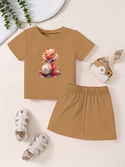 Toddler Kid 2pcs Bottoming Set Short Sleeve T shirt & Matching Shorts