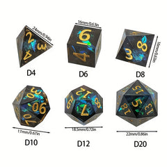 7pcs Resin Dice Tabletop Game Set Sharp Resin Dice