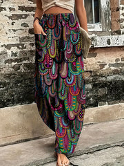 Paisley Print Wide Leg Harem Trousers