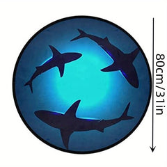 Shark Round Area Rug Non Slip Absorbent Doormat