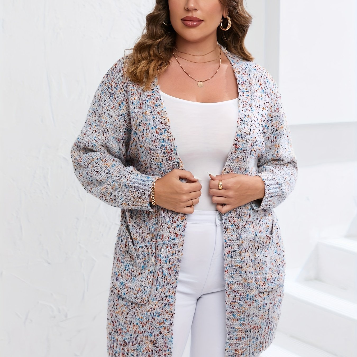 Ditsy Print Long Sleeve Pocket Cardigan