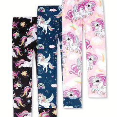 Toddler Girls Unicorn & Rainbow Legging Pants Stretchy Slim Fit