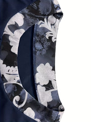 Floral Print 3/4 Sleeve Coat & Midi Dress Set