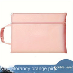 Double Layer Zipper Bag Document Bag Office Portable Storage