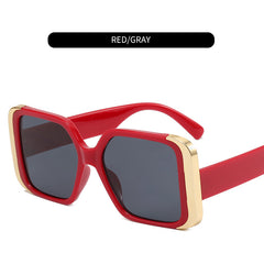 Multicolor Women's Square Sunglasses With Zipper Case