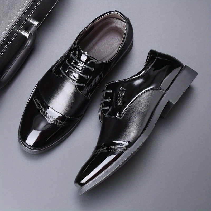 Men's Non Slip Round Toe Lace Up Dress Shoes for Wedding Party Business