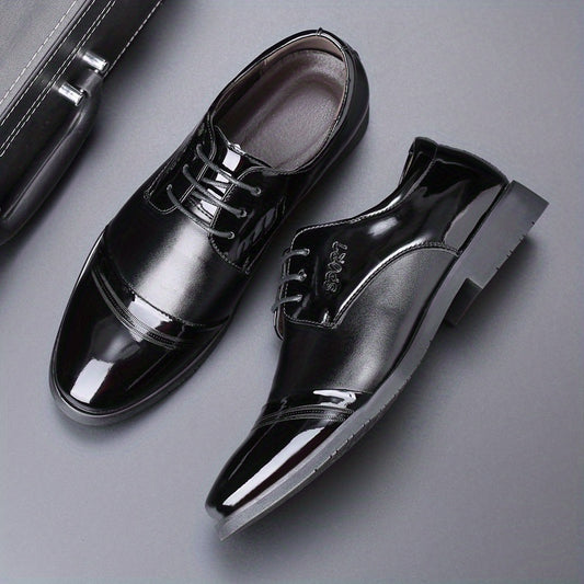 Men's Non Slip Round Toe Lace Up Dress Shoes for Wedding Party Business