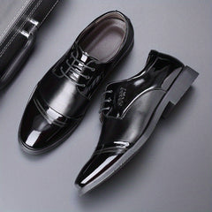 Men's Non Slip Round Toe Lace Up Dress Shoes for Wedding Party Business