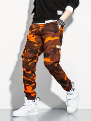 Camouflage Flap Pocket Cargo Pants Slim Fit Jogger Pants