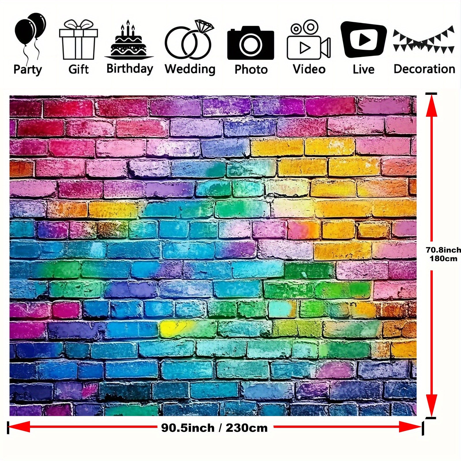 Colorful Brick Wall Backdrop for Events with Tripod Stand