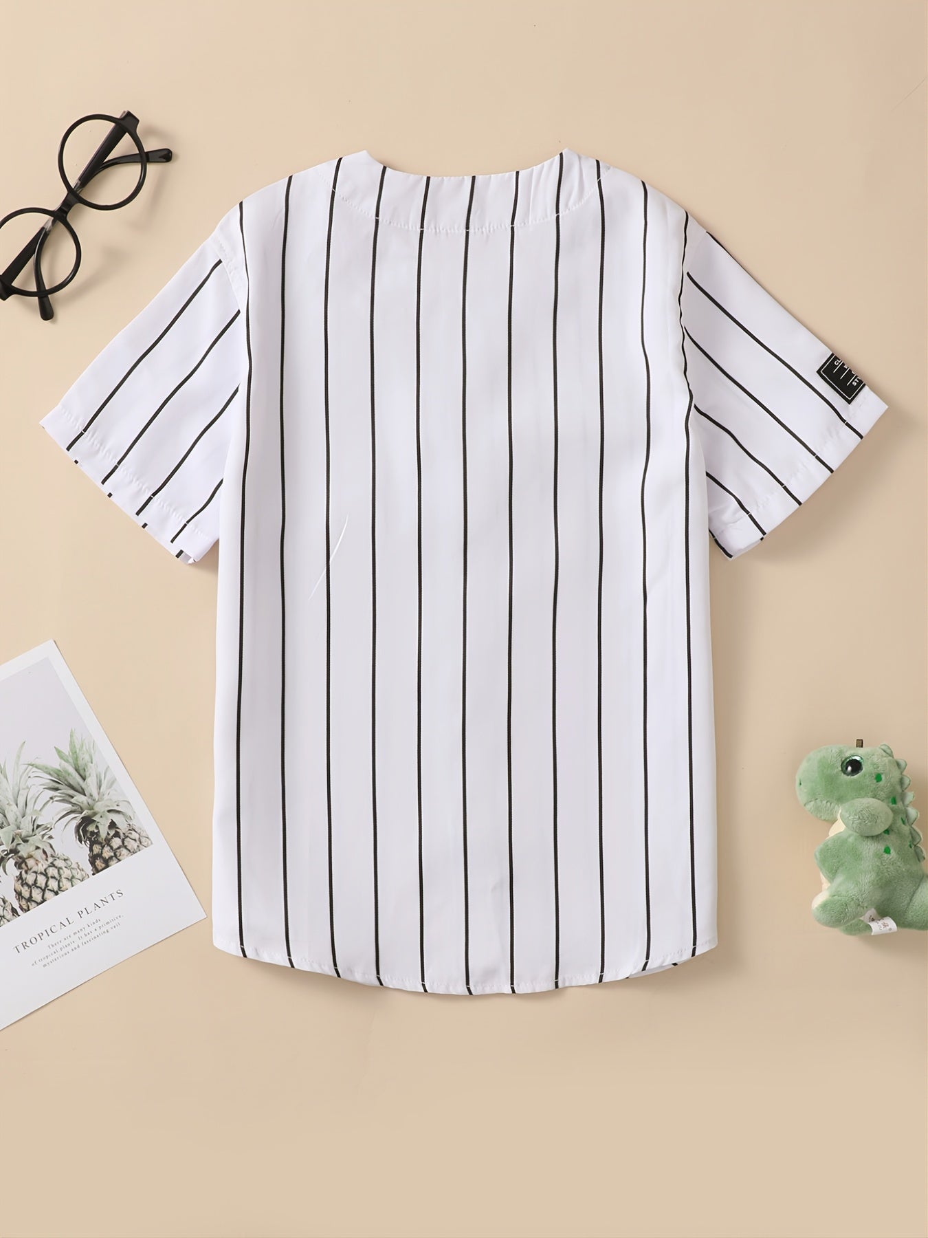 Boys Casual Striped M Embroidered Baseball Shirt Summer Top