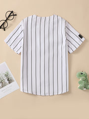 Boys Casual Striped M Embroidered Baseball Shirt Summer Top