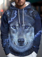 Wolf 3D Print Hoodie Men Graphic Pullover Autumn Winter