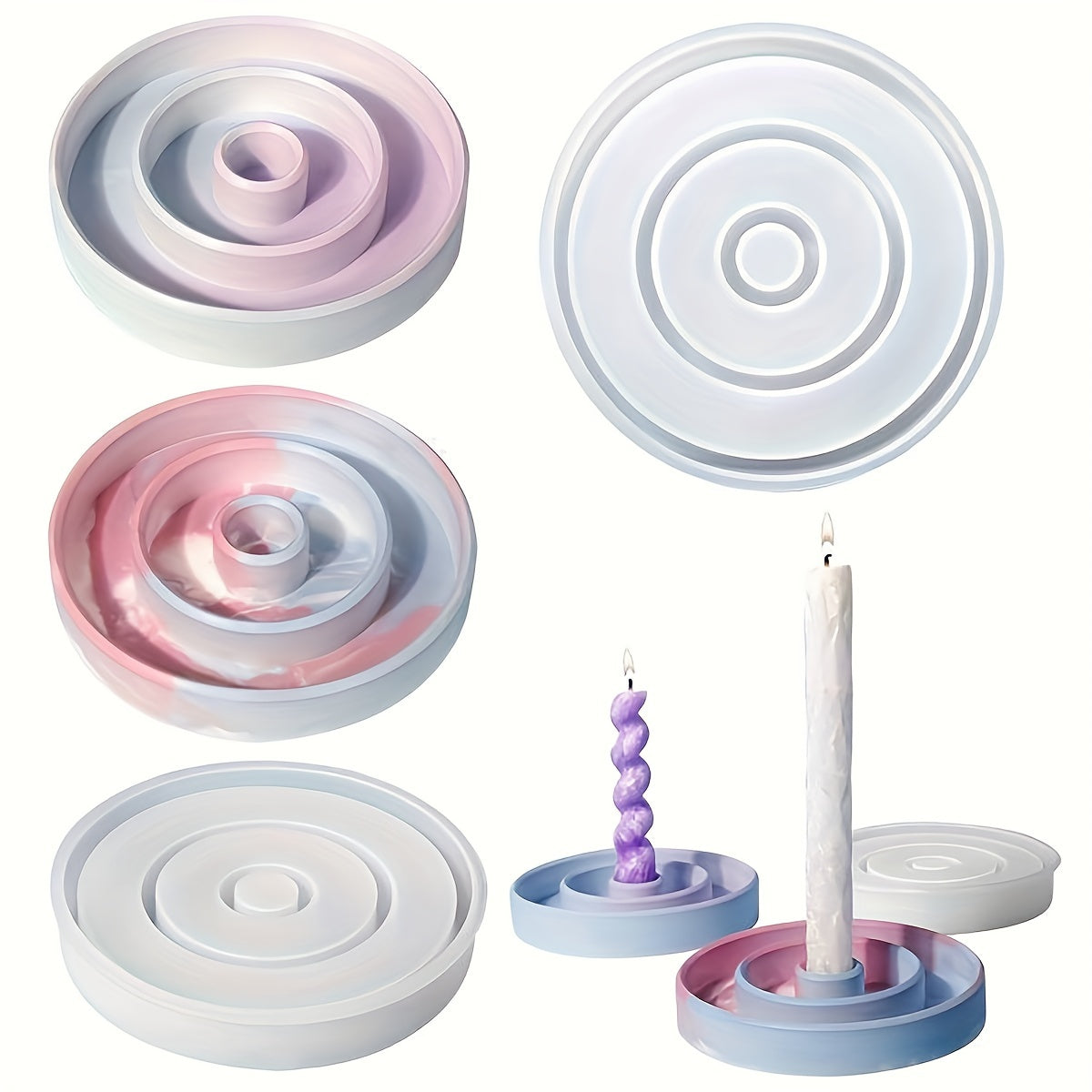 Circular Resin Candlestick Silicone Mold for Aromatherapy Sticks