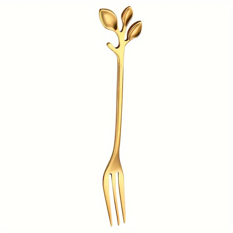 1pc Stainless Steel Branch Spoon Leaf Spoon Stainless Steel Fork Fruit Fork Cake