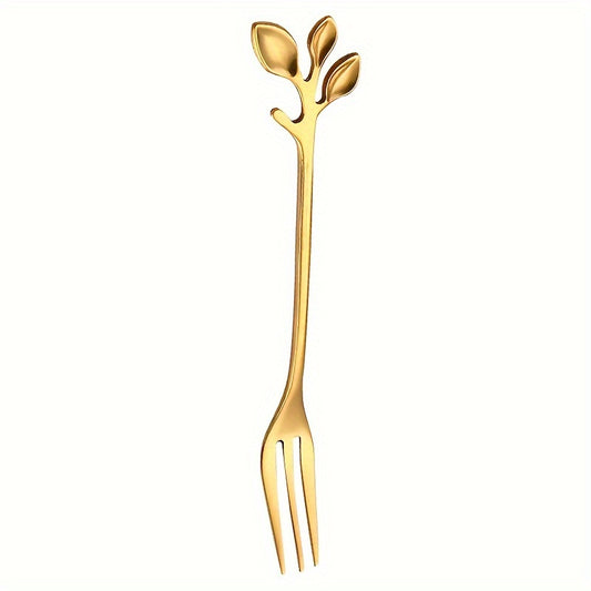 1pc Stainless Steel Branch Spoon Leaf Spoon Stainless Steel Fork Fruit Fork Cake