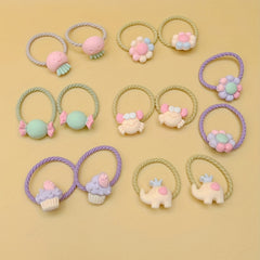 14pcs Baby Girls Hair Tie Headwear Head Rope Bracelet With Cartoon Decor