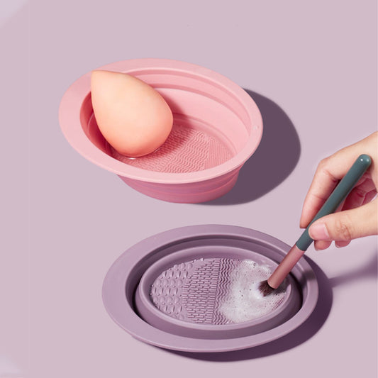 Silicone Makeup Cleaning Brush Scrubber Bowl Portable Washing Tool