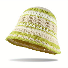Vintage Crochet Beanie Summer Bucket Hat Classic Hollow Thin Knit Hat