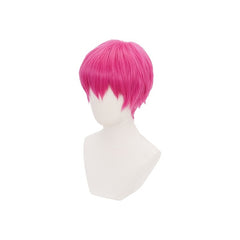 Men's Short Hair Simulation Wig Pink Halloween Cosplay Headgear