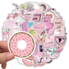 Pink Vinyl Stickers Cartoon Decals for Laptops Water Bottles Phones & More