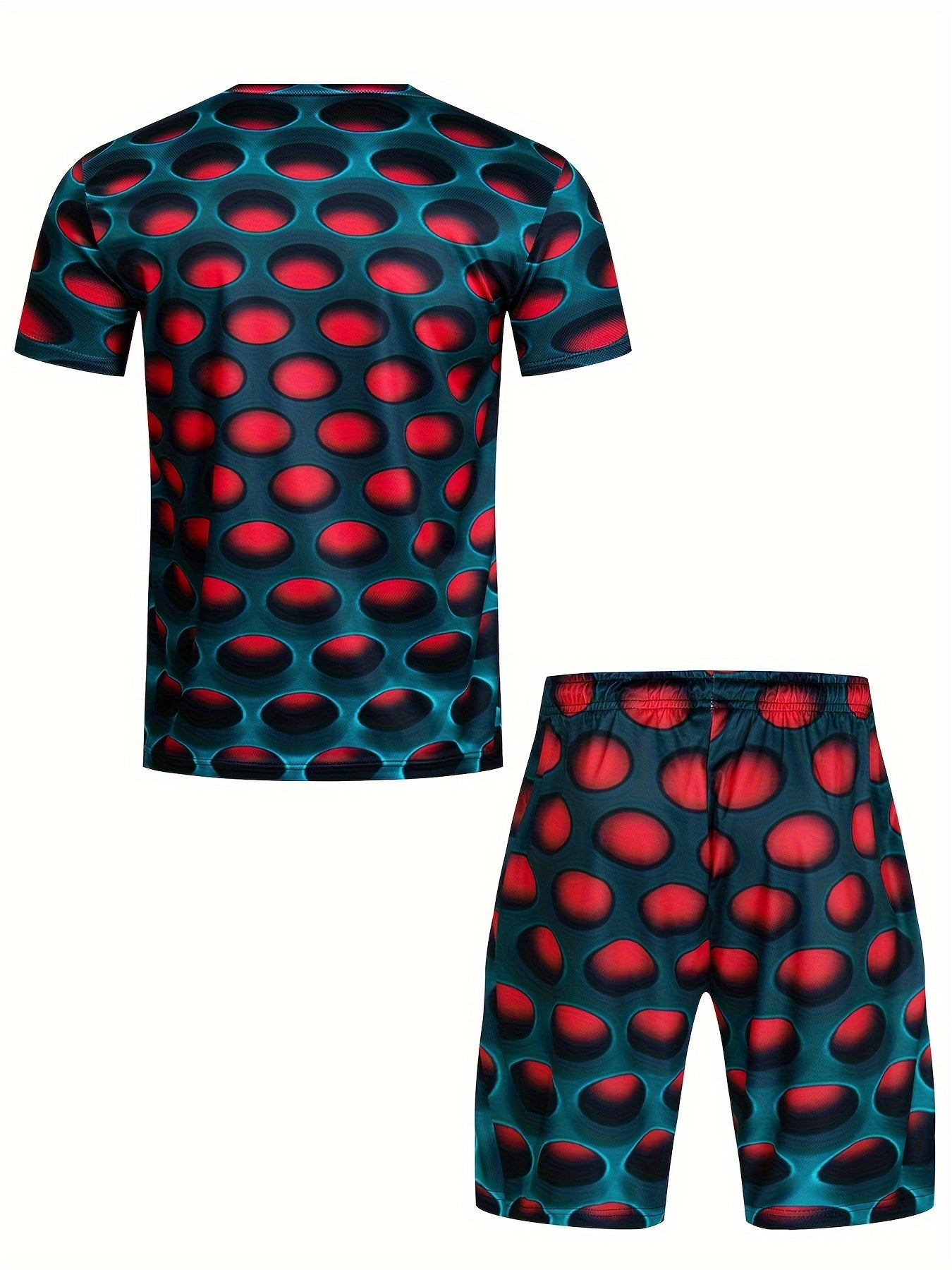Men's All Over Hole 3D Pattern 2 Piece Outfit Set
