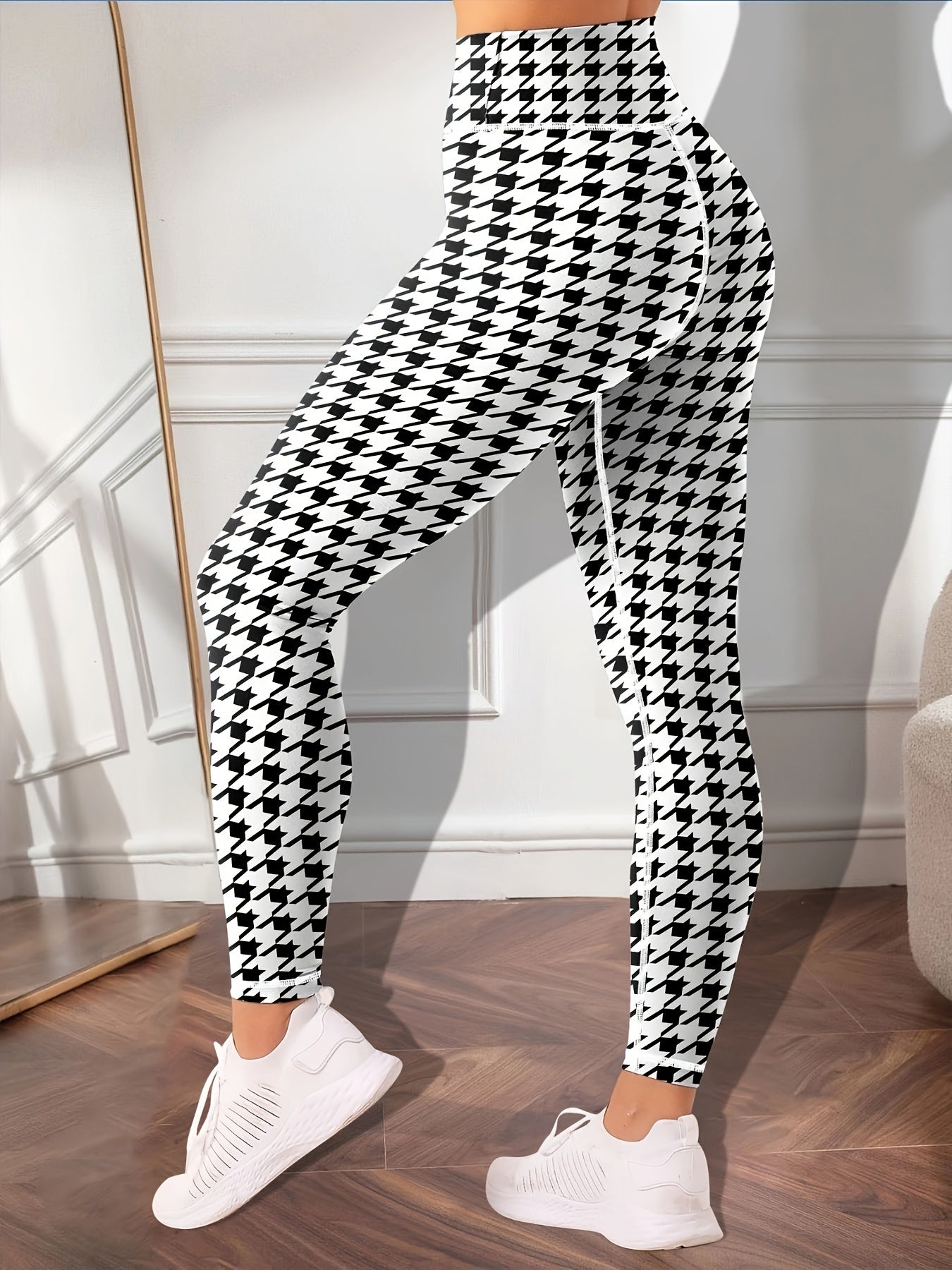 Houndstooth Pattern Yoga Workout Pants for Women
