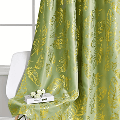 Bronzing Feather Pattern Green Curtain Modern Classic European Style