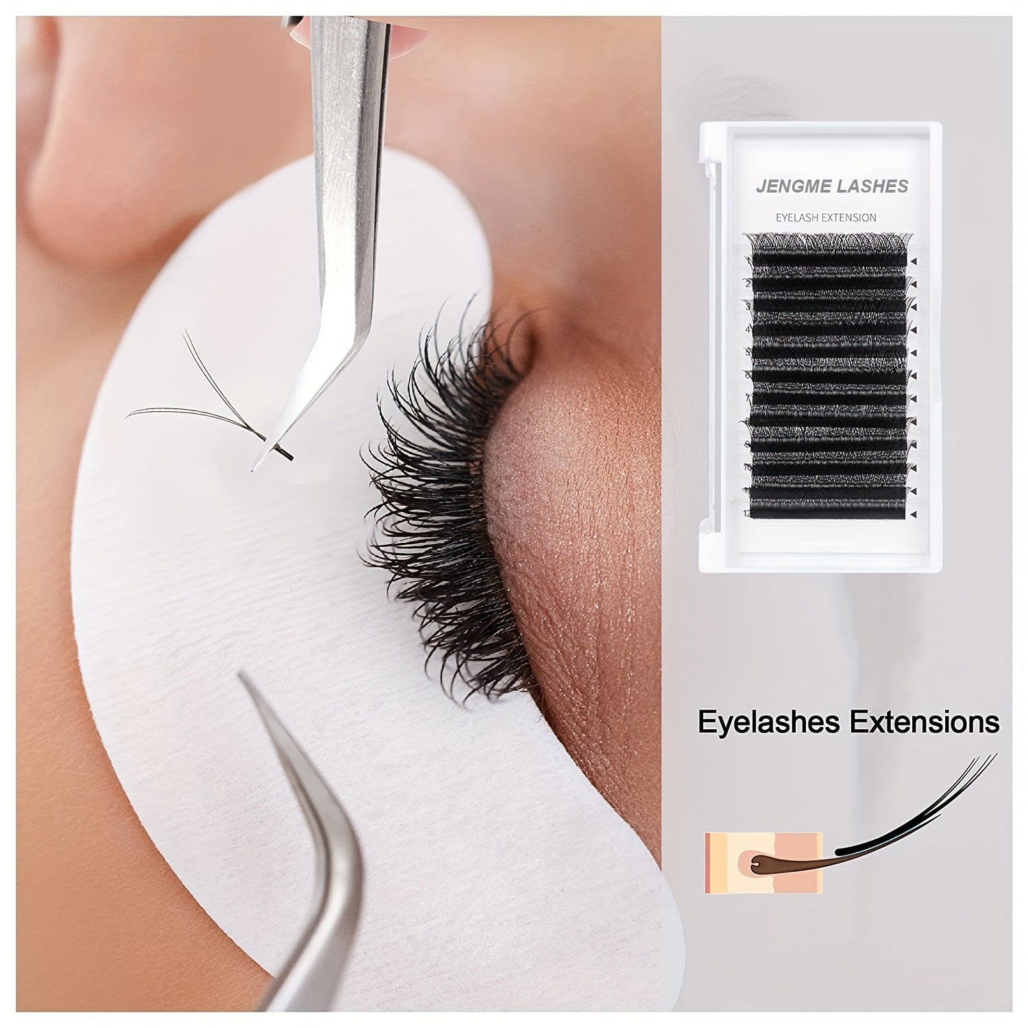 YY 2D 4D Volume Lash Extensions 12 Rows Soft Matte Faux Mink Pre Fanned
