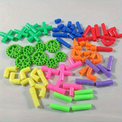 Colorful Pipe Building Blocks Educational Learning Toys with Wheels Base