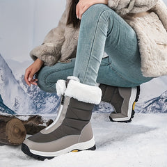 Women's Non-slip Winter Snow Boots with Zipper High Tube Hiking Boots