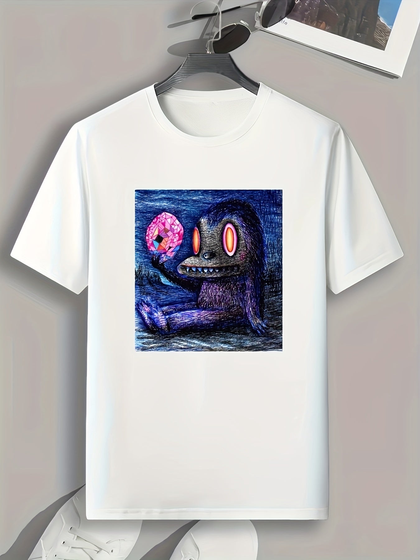 Cartoon Painting Print Men's Graphic T-shirt for Summer
