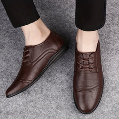 Men's Retro Leather Stitch Lace Up Dress Shoes
