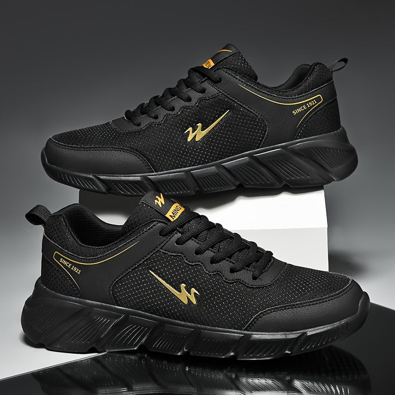 Men's Solid Sneakers Comfy Non Slip Lace Up Casual Soft Sole Shoes