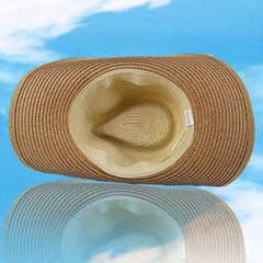 Casual Two Tone Straw Hat With Small Wings Pentagram