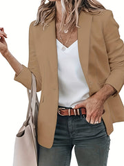 Solid Long Sleeve Office Blazer