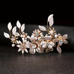 Bridal Flower Hair Clip Inlaid Pearl Rhinestone Head Jewelry
