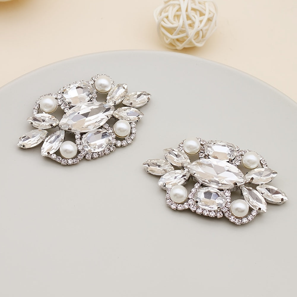 Rhinestone Pearl Shoe Clips DIY Floral Buckle for Wedding Party
