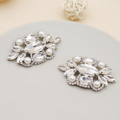 Rhinestone Pearl Shoe Clips DIY Floral Buckle for Wedding Party