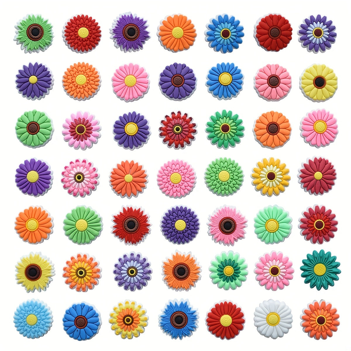 49pcs Flower Pattern Shoe Charms for Clogs Jibts Sandals PVC Decorations