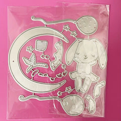 Moon Bunny Cutting Dies Animal Bow Balloon Rabbit Metal Stencil