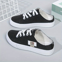 Women's Lace-Up Canvas Mule Sneakers