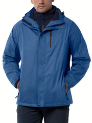 Men's 3 In 1 Fleece Sports Casual Waterproof Hooded Jacket