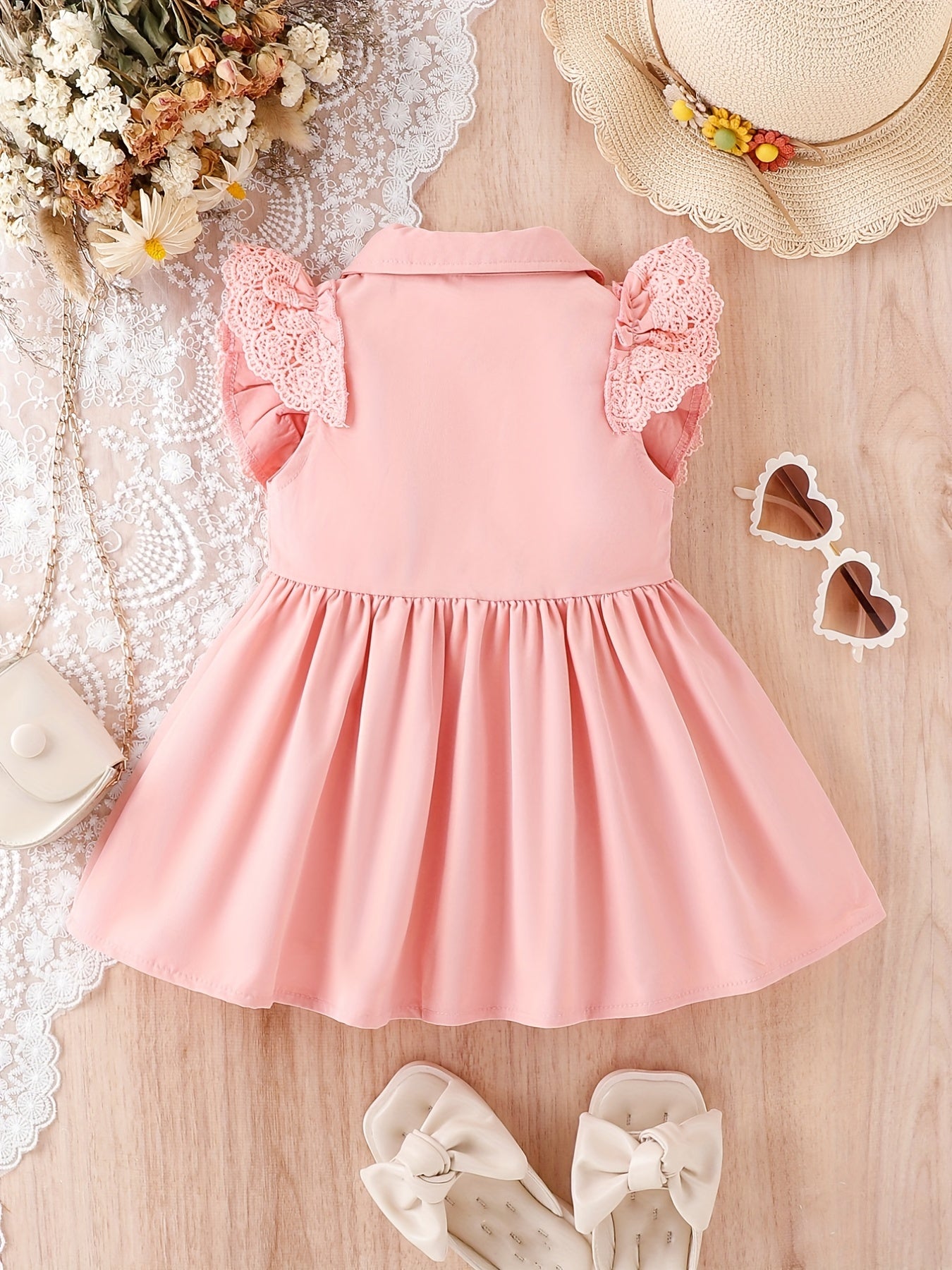 Baby Girls Ruffle Lace Trim Sleeveless Dress